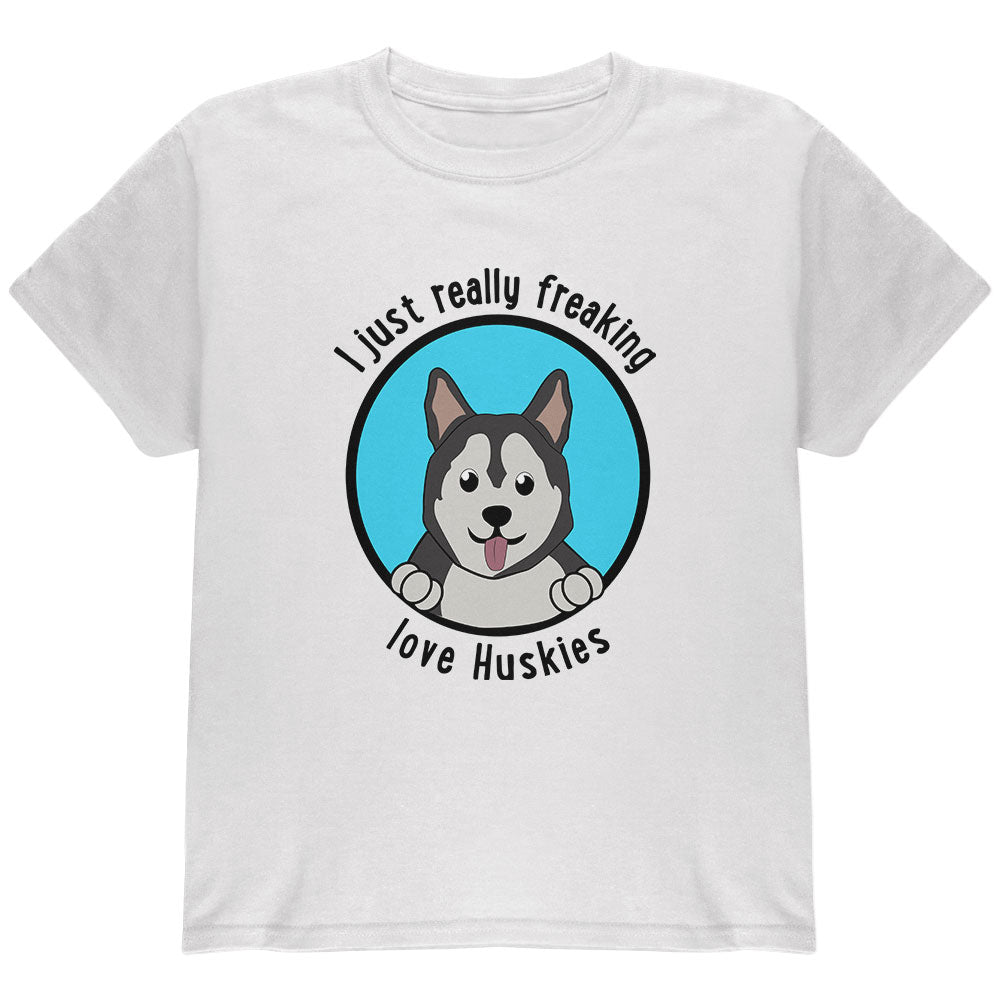 I Just Love Huskies Dog Youth T Shirt Youth T-Shirts Old Glory YLG White
