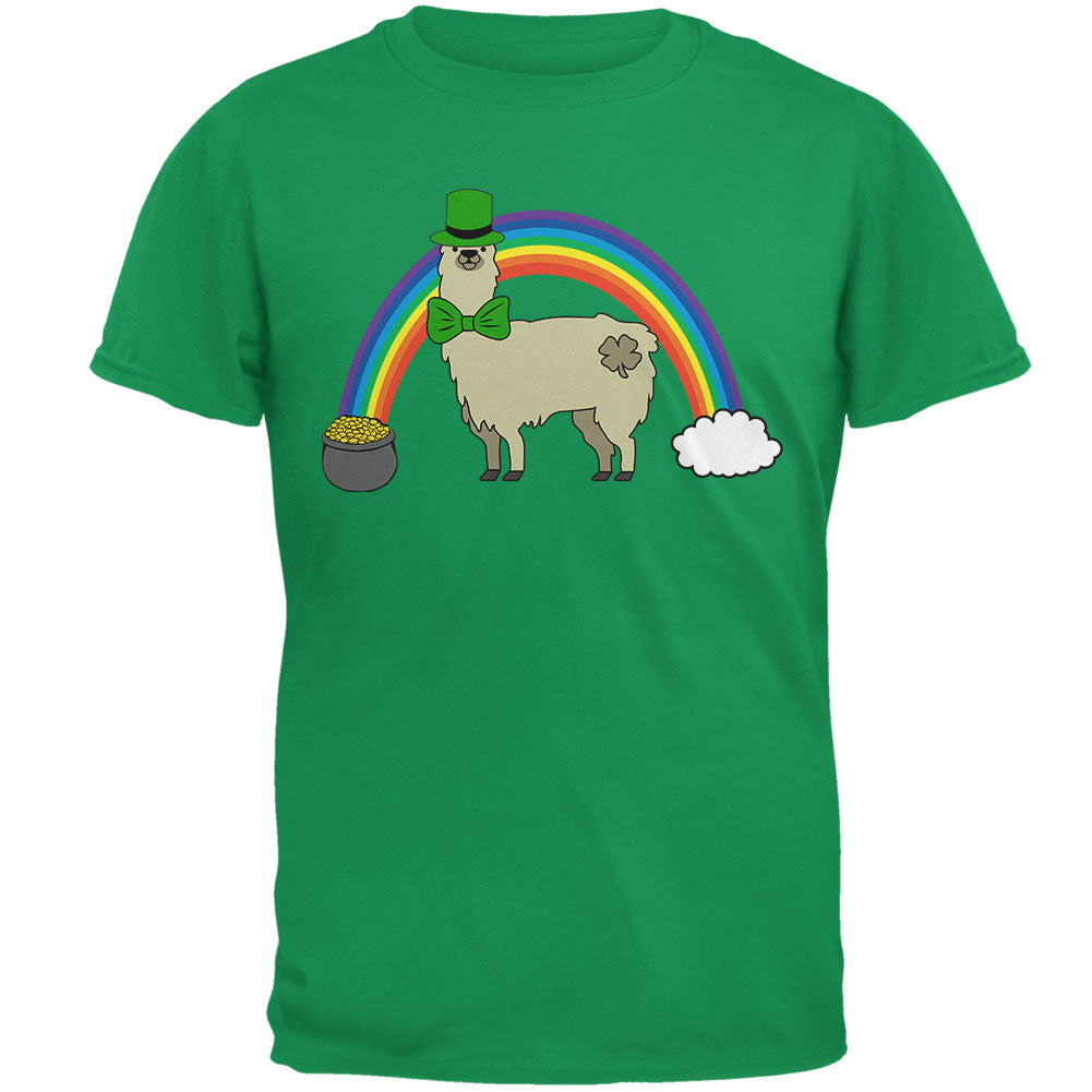 St. Patrick's Day Llama Cute Pot Of Gold Mens T Shirt Men's T-Shirts Old Glory 2XL Irish Green