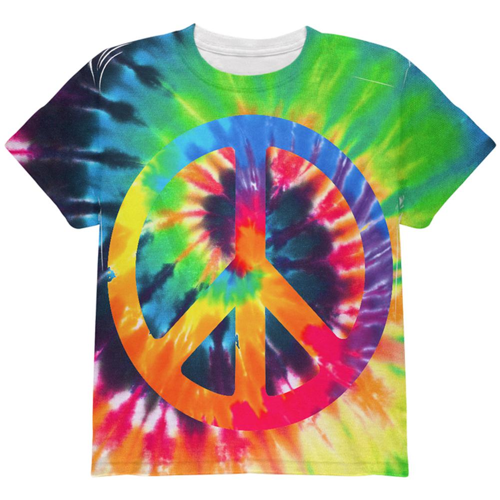 Peace Sign Tie Dye All Over Youth T Shirt Youth T-Shirts Old Glory LG Multi