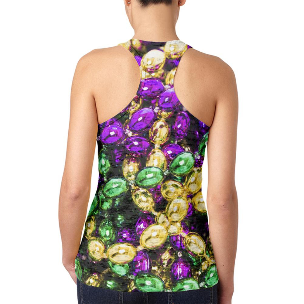 Mardi Gras Beads Juniors Burnout Racerback Tank Top Juniors Tank Tops Old Glory