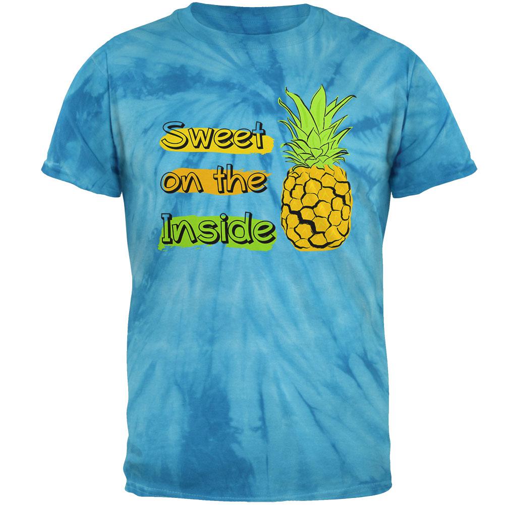 Summer Sun - Be a Pineapple - Sweet on the Inside Mens T Shirt Men's T-Shirts Old Glory 2XL Pinwheel Blue Tie Dye
