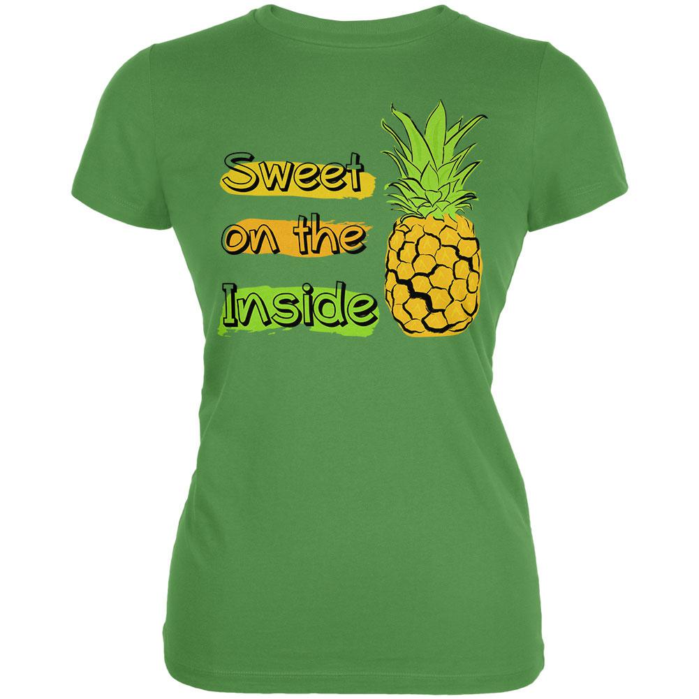 Summer Sun - Be a Pineapple - Sweet on the Inside Juniors Soft T Shirt Juniors T-Shirts Old Glory 2XL Leaf