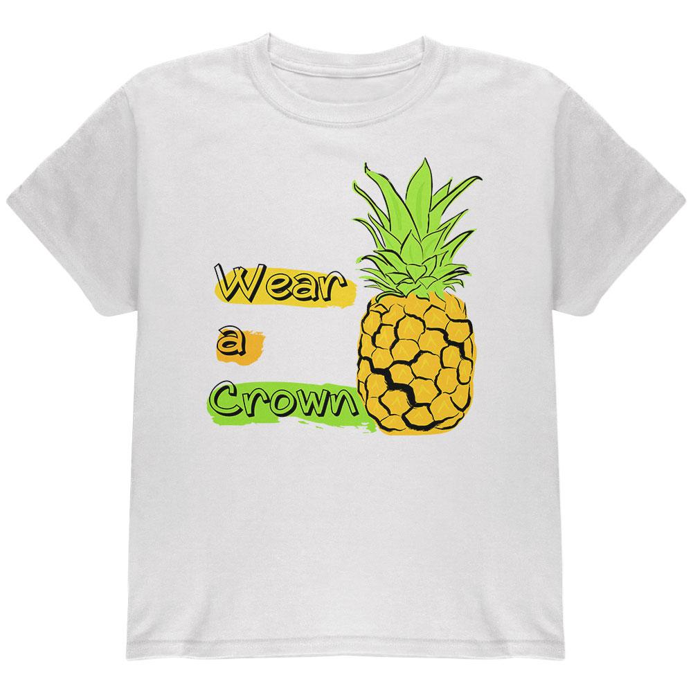 Summer Sun - Be a Pineapple - Wear a Crown Youth T Shirt Youth T-Shirts Old Glory LG White