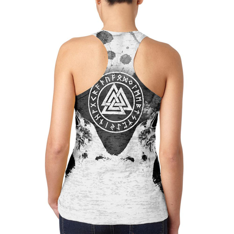 Viking Odin's Ravens Huginn And Muninn Juniors Burnout Racerback Tank Top Juniors Tank Tops Old Glory