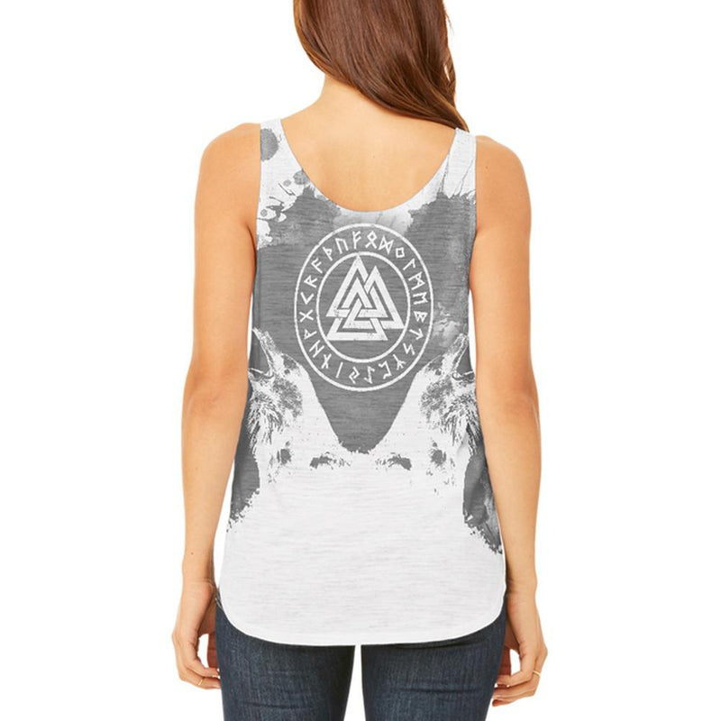 Viking Odin's Ravens Huginn And Muninn Juniors Flowy Side Slit Tank Top Juniors Tank Tops Old Glory