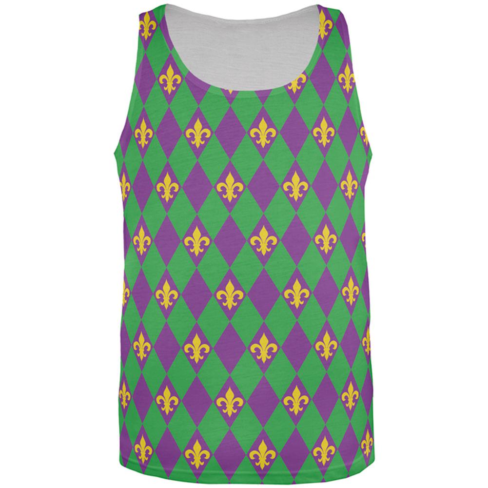 Mardi Gras Fleur De Lis All Over Mens Tank Top Men's Tank Tops Old Glory 2XL Multi