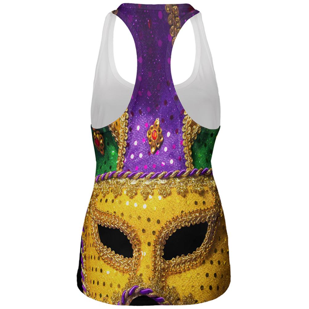 Mardi Gras Mask All Over Womens Work Out Tank Top Women's Tank Tops Old Glory