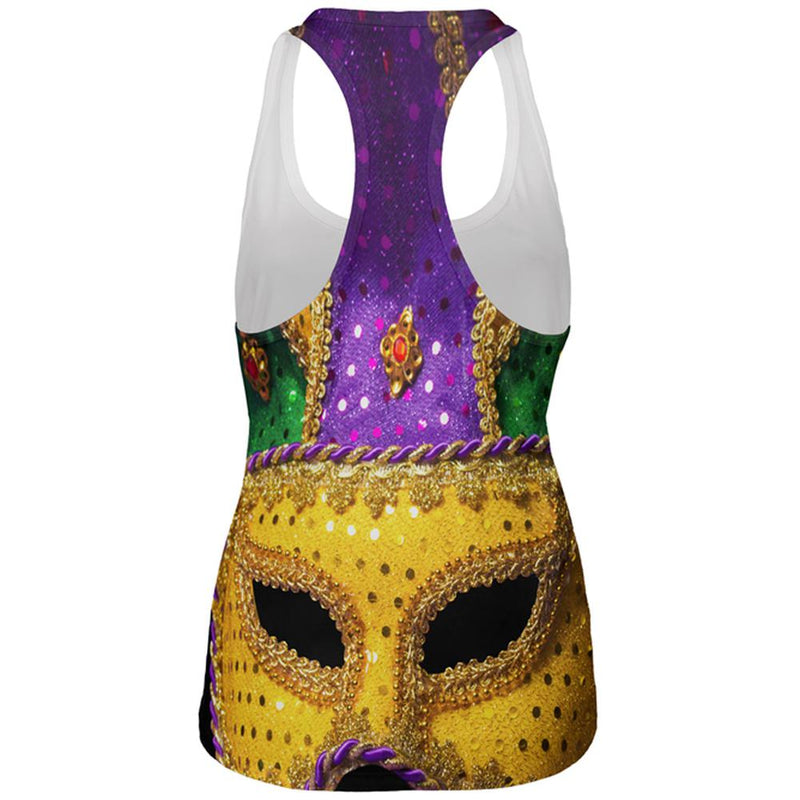 Mardi Gras Mask All Over Womens Work Out Tank Top Women's Tank Tops Old Glory