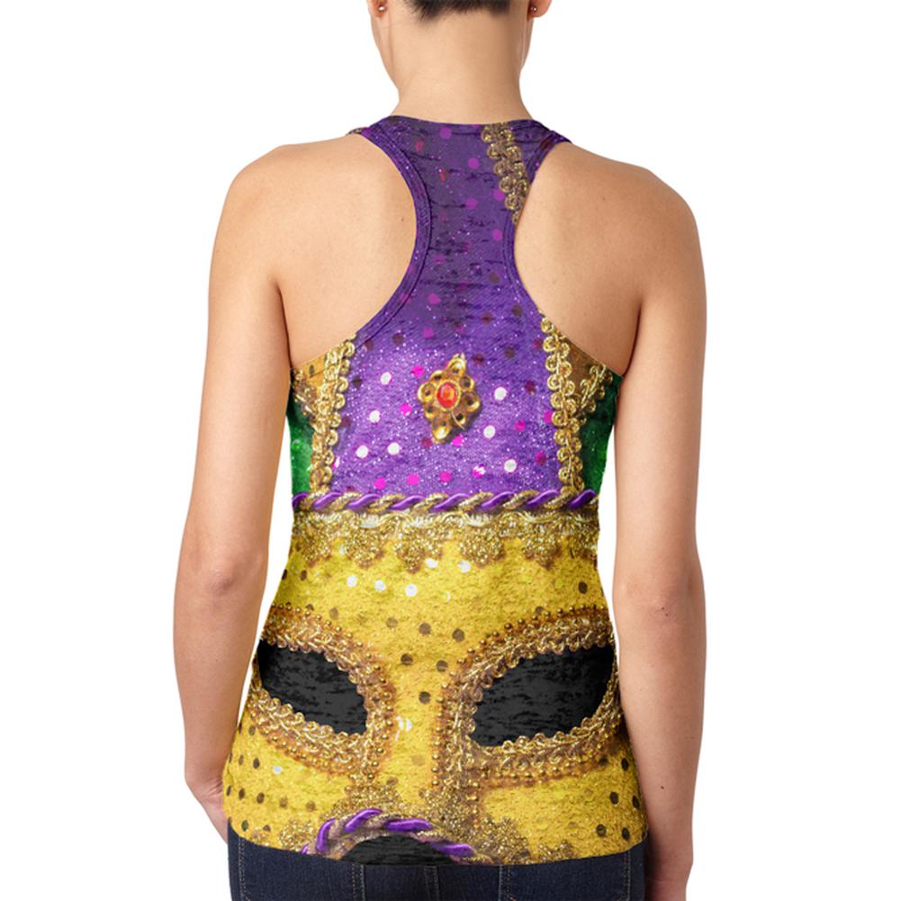 Mardi Gras Mask Juniors Burnout Racerback Tank Top Juniors Tank Tops Old Glory