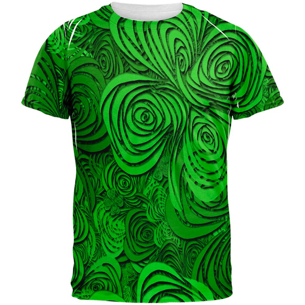 St Patricks Day Trippy Irish Clover Field All Over Mens T Shirt Men's T-Shirts Old Glory 2XL Multi