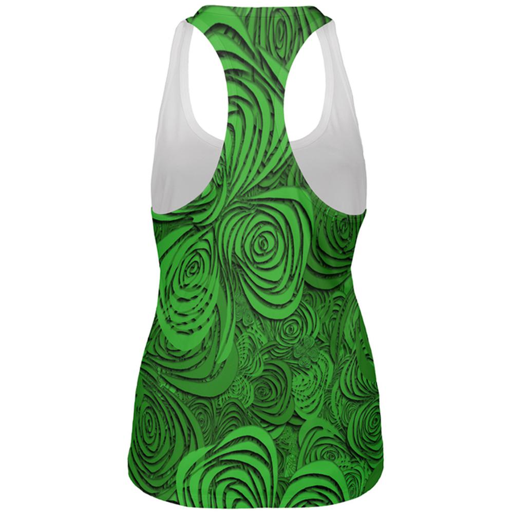 St Patricks Day Trippy Irish Clover Field All Over Womens Work Out Tank Top Women's Tank Tops Old Glory