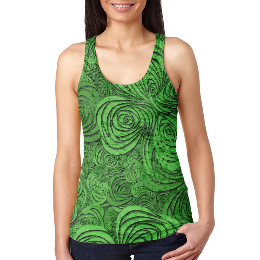 St Patricks Day Trippy Irish Clover Field Juniors Burnout Racerback Tank Top Juniors Tank Tops Old Glory 2XL Multi