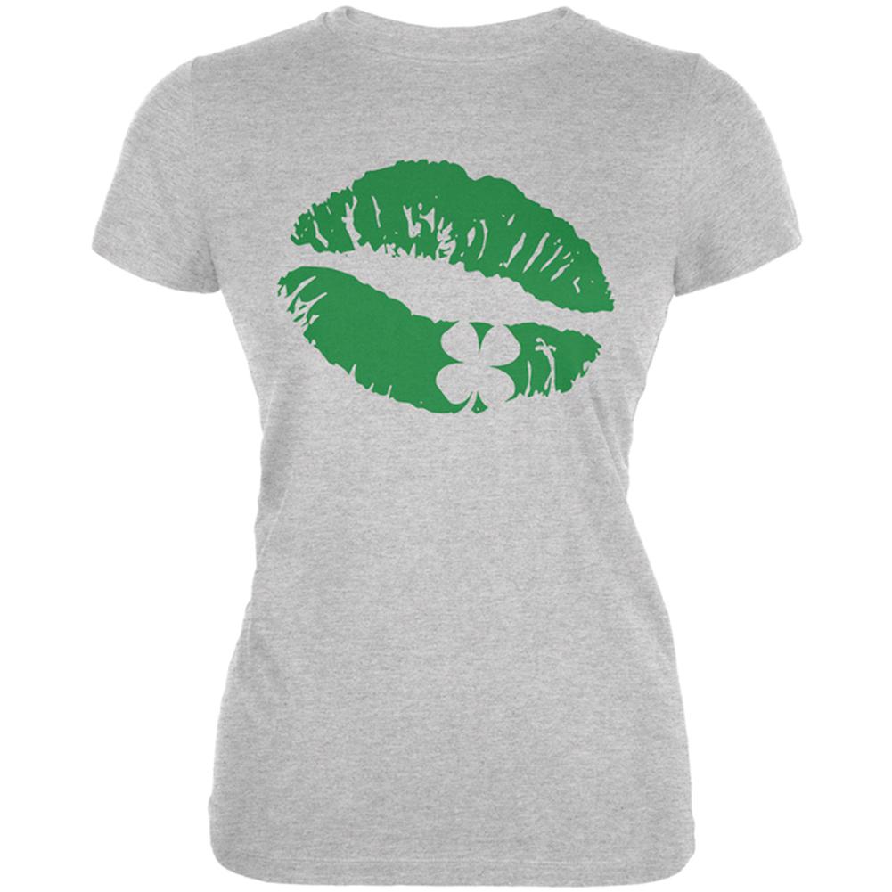 St Patrick's Day Kiss the Blarney Stone Juniors Soft T Shirt Juniors T-Shirts Old Glory 2XL Heather