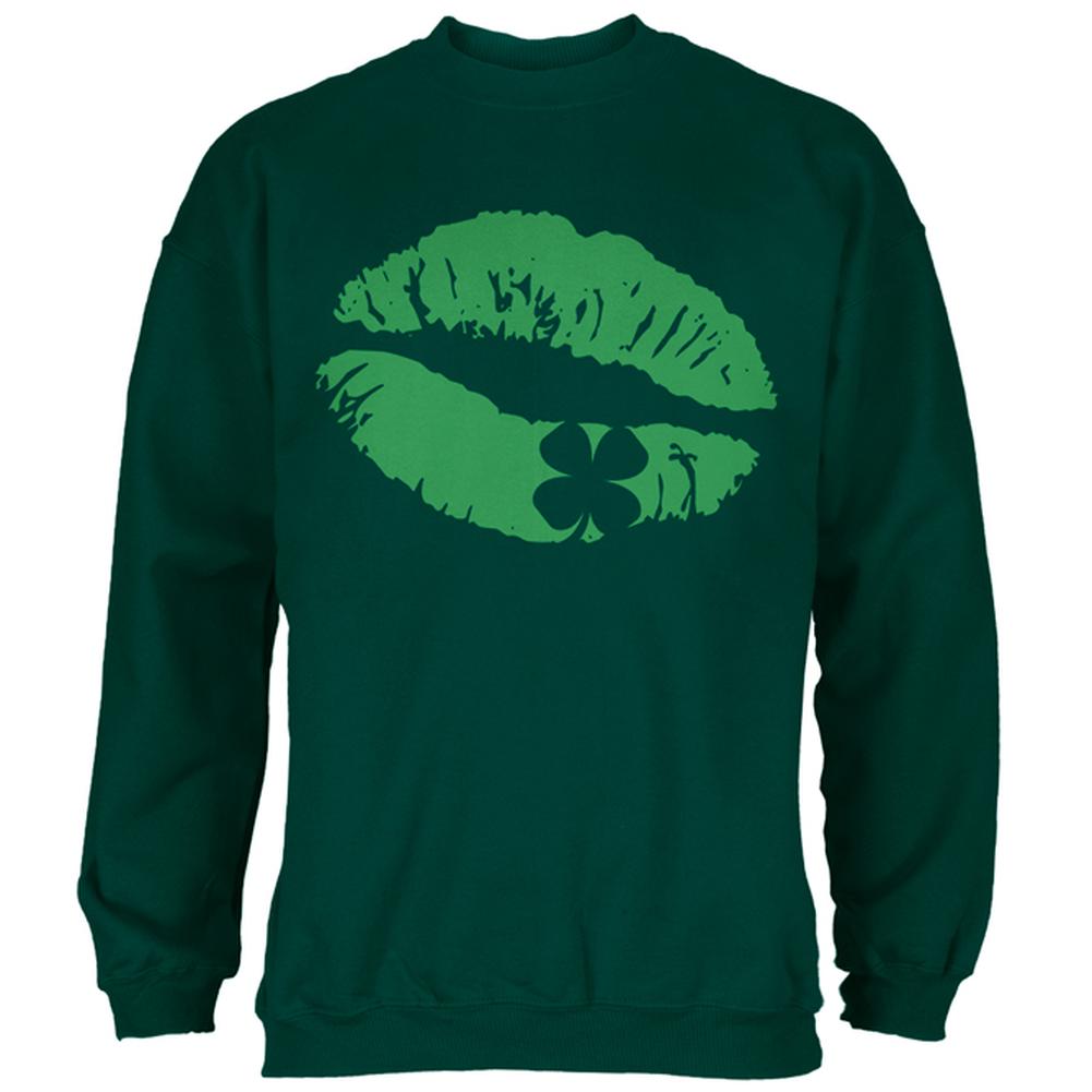 St Patrick's Day Kiss the Blarney Stone Mens Sweatshirt Men's Sweatshirts Old Glory 2XL Forest Green