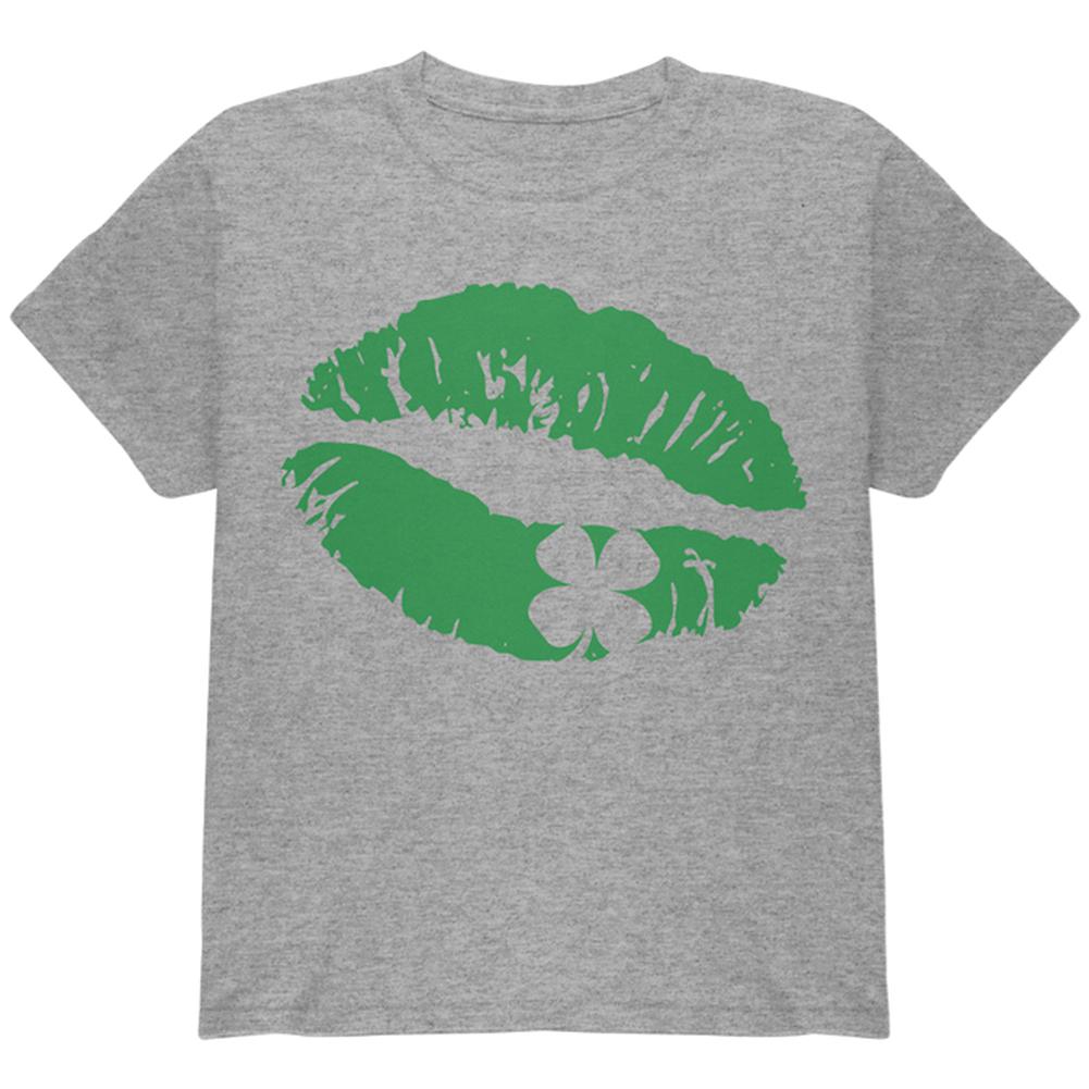 St Patrick's Day Kiss the Blarney Stone Youth T Shirt Youth T-Shirts Old Glory LG Heather