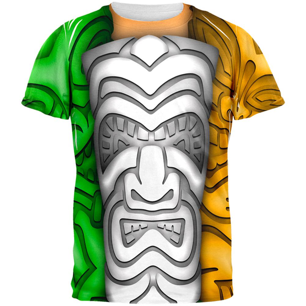 St Patricks Day Tiki Glass Party All Over Mens T Shirt Men's T-Shirts Old Glory 2XL Multi