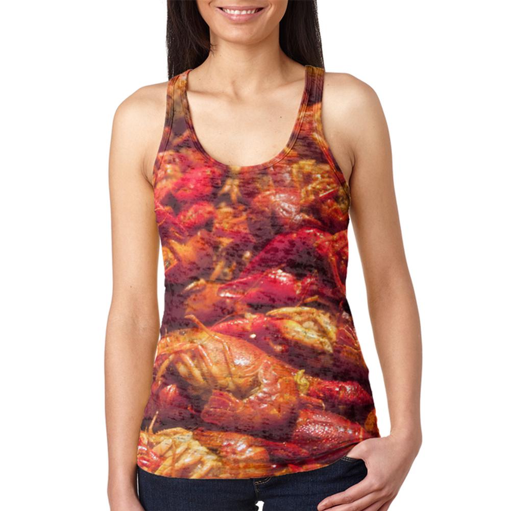 Mardi Gras Louisiana Cajun Crawfish Boil Juniors Burnout Racerback Tank Top Juniors Tank Tops Old Glory 2XL Multi