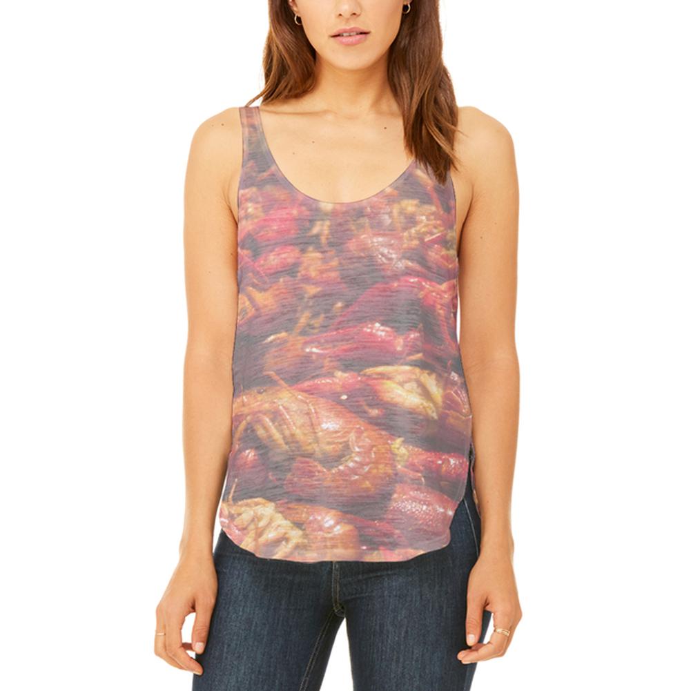 Mardi Gras Louisiana Cajun Crawfish Boil Juniors Flowy Side Slit Tank Top Juniors Tank Tops Old Glory 2XL Multi