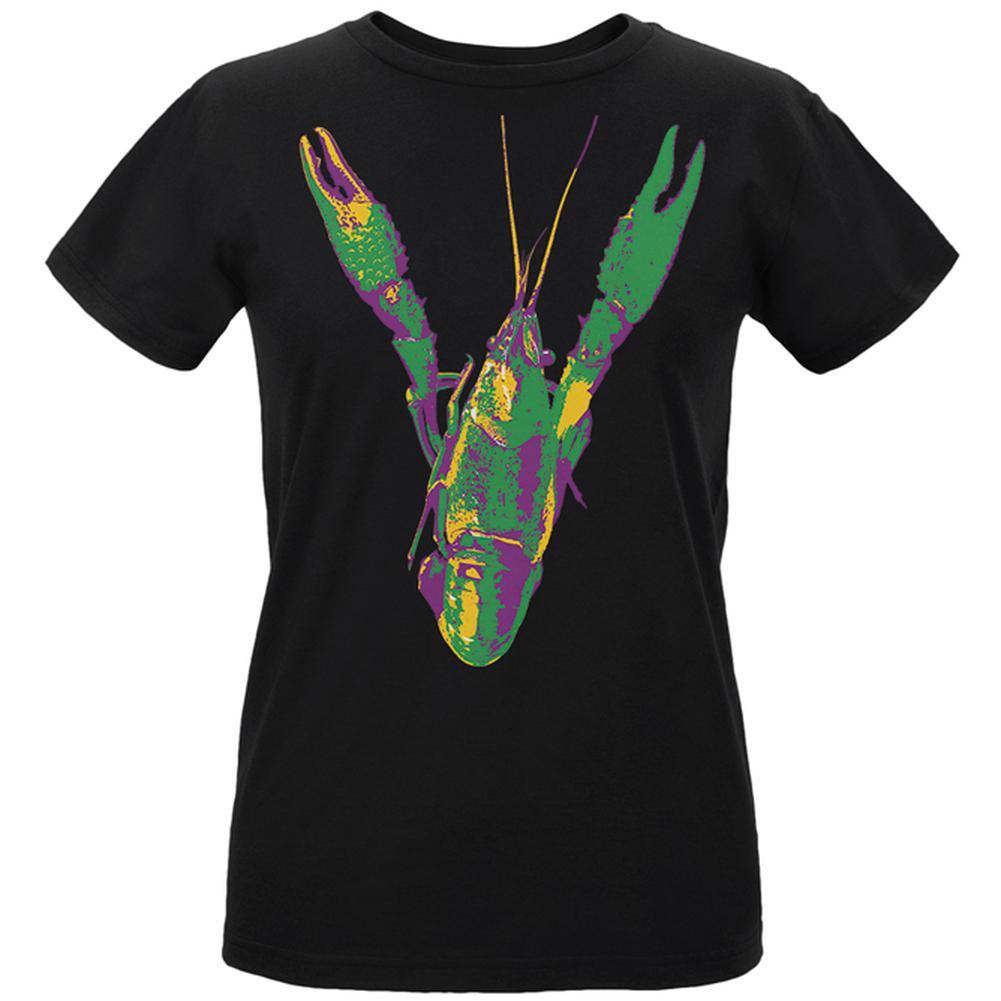 Mardi Gras Crawfish Womens Organic T Shirt Women's T-Shirts Old Glory LG Black