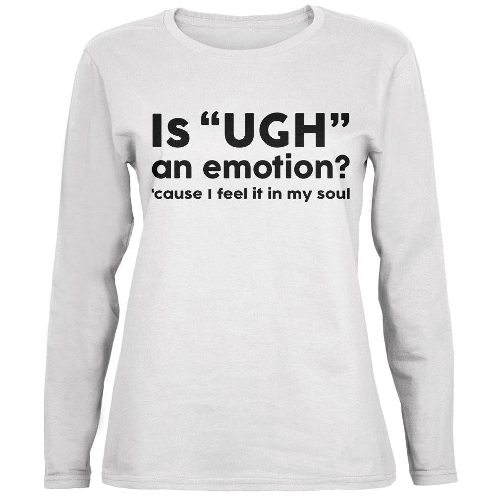 Funny Ugh Emotion Ladies' Relaxed Jersey Long-Sleeve Tee Women's Long Sleeves Old Glory 2XL White