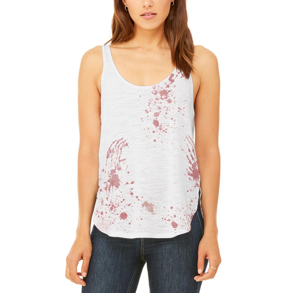 Halloween Blood Splatter Zombie Attack Survivor Juniors Flowy Side Slit Tank Top Juniors Tank Tops Old Glory 2XL Multi
