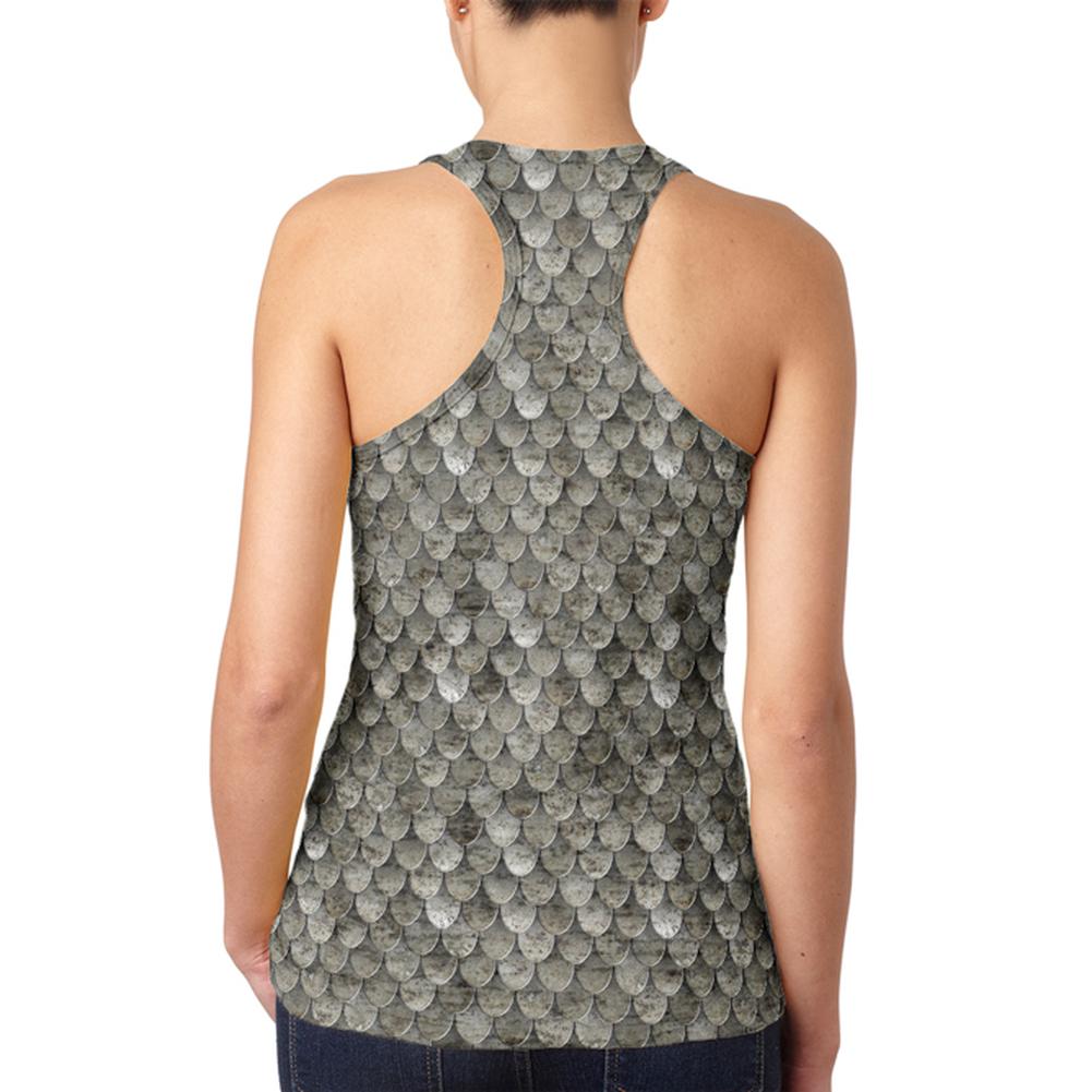 Halloween Steel Scale Armor Costume Juniors Burnout Racerback Tank Top Juniors Tank Tops Old Glory