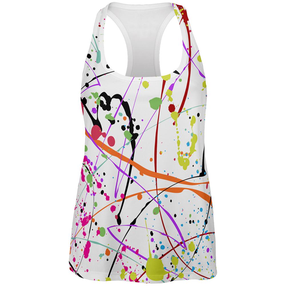 Splatter Paint White All Over Womens Work Out Tank Top Women's Tank Tops Old Glory 2XL Multi