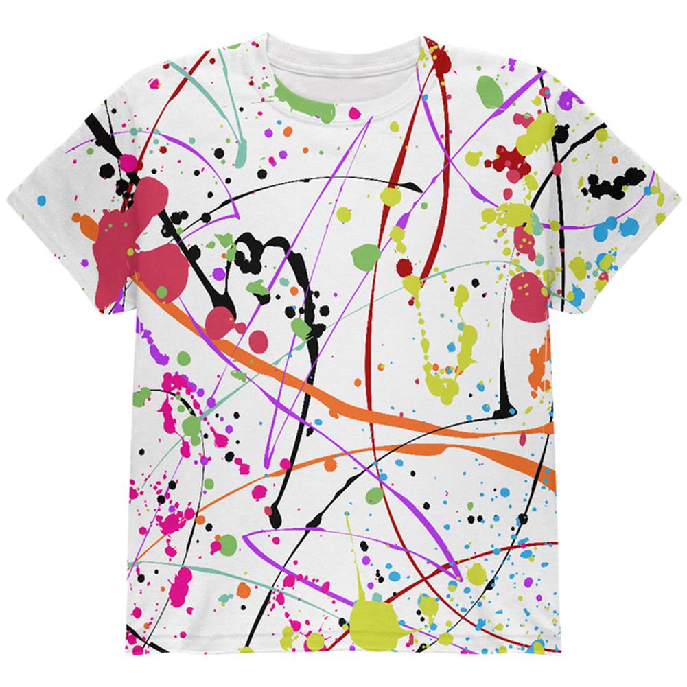 Splatter Paint White All Over Youth T Shirt Youth T-Shirts Old Glory LG Multi