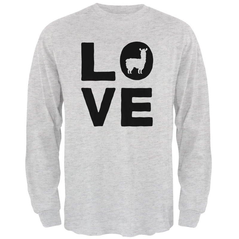 Llama Love Series Mens Long Sleeve T Shirt Men's Long Sleeves Old Glory 2XL Light Heather Grey