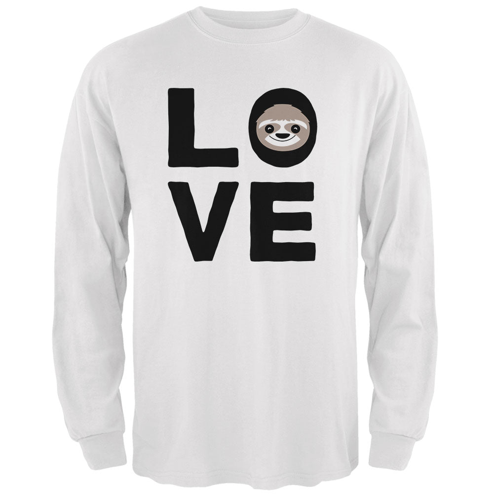 Sloth Love Series Mens Long Sleeve T Shirt Men's Long Sleeves Old Glory 2XL White