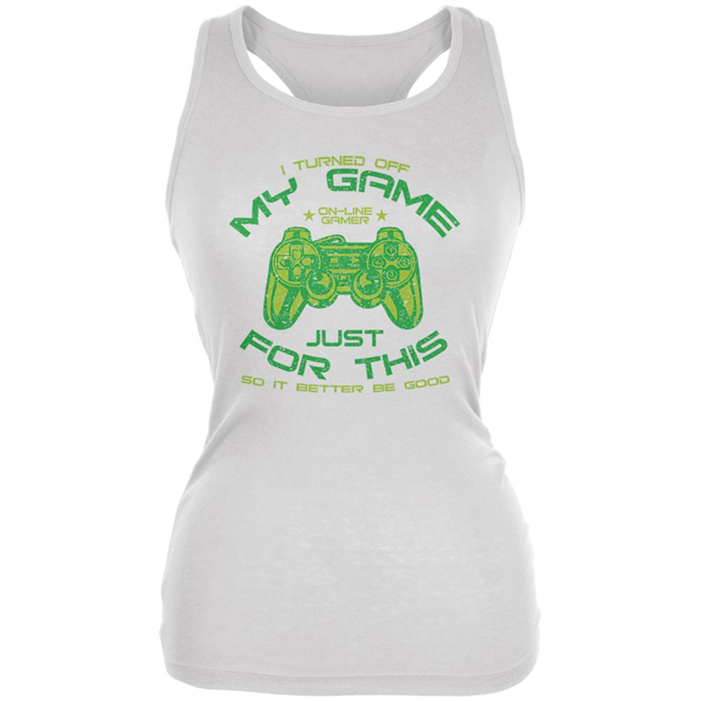 Turned Off My Game For This Juniors Soft Tank Top Juniors Tank Tops Old Glory 2XL White