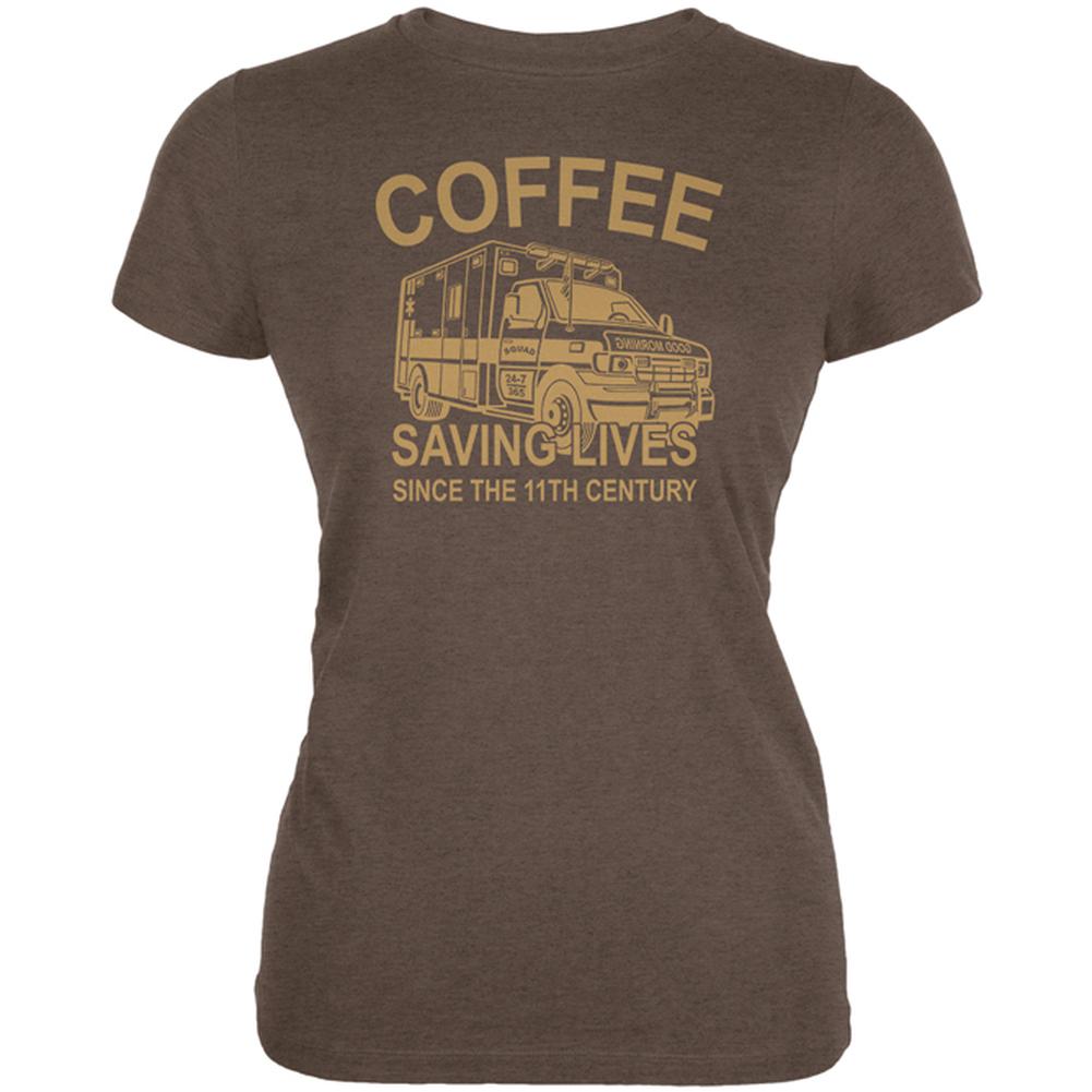 Coffee Ambulance Saving Lives Juniors Soft T Shirt Juniors T-Shirts Old Glory 2XL Brown