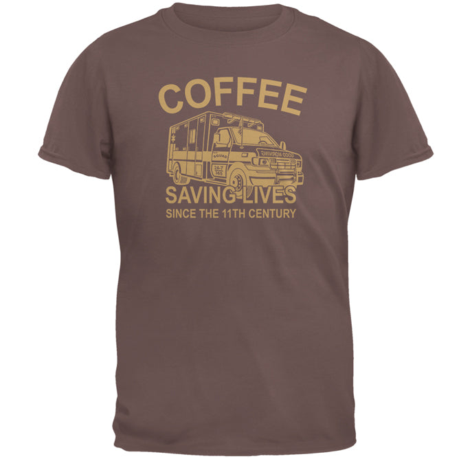 Coffee Ambulance Saving Lives Mens T Shirt Men's T-Shirts Old Glory 2XL Chestnut