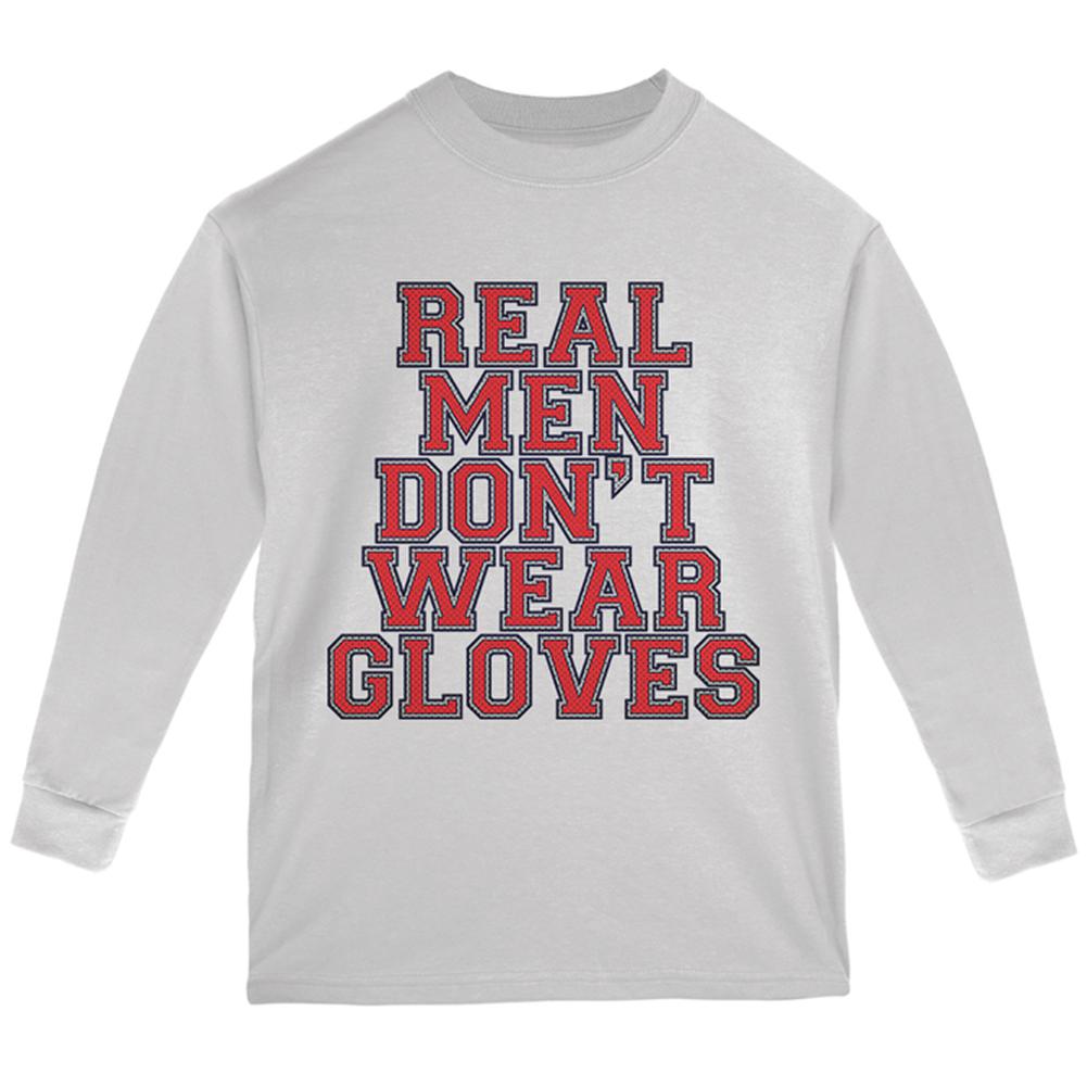 Glove Gate Real Men Don't Wear Gloves Youth Long Sleeve T Shirt Youth Long Sleeves Old Glory LG White