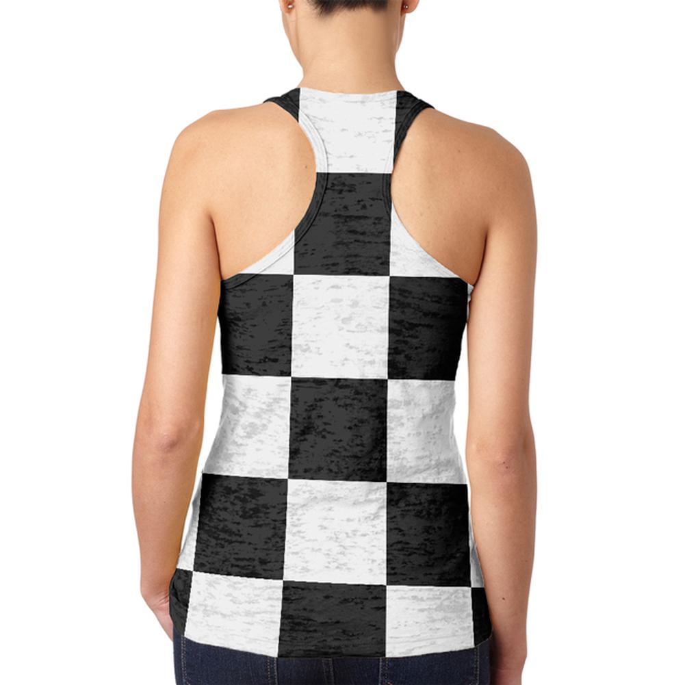 Finish Line Checkered Flag Juniors Burnout Racerback Tank Top Juniors Tank Tops Old Glory