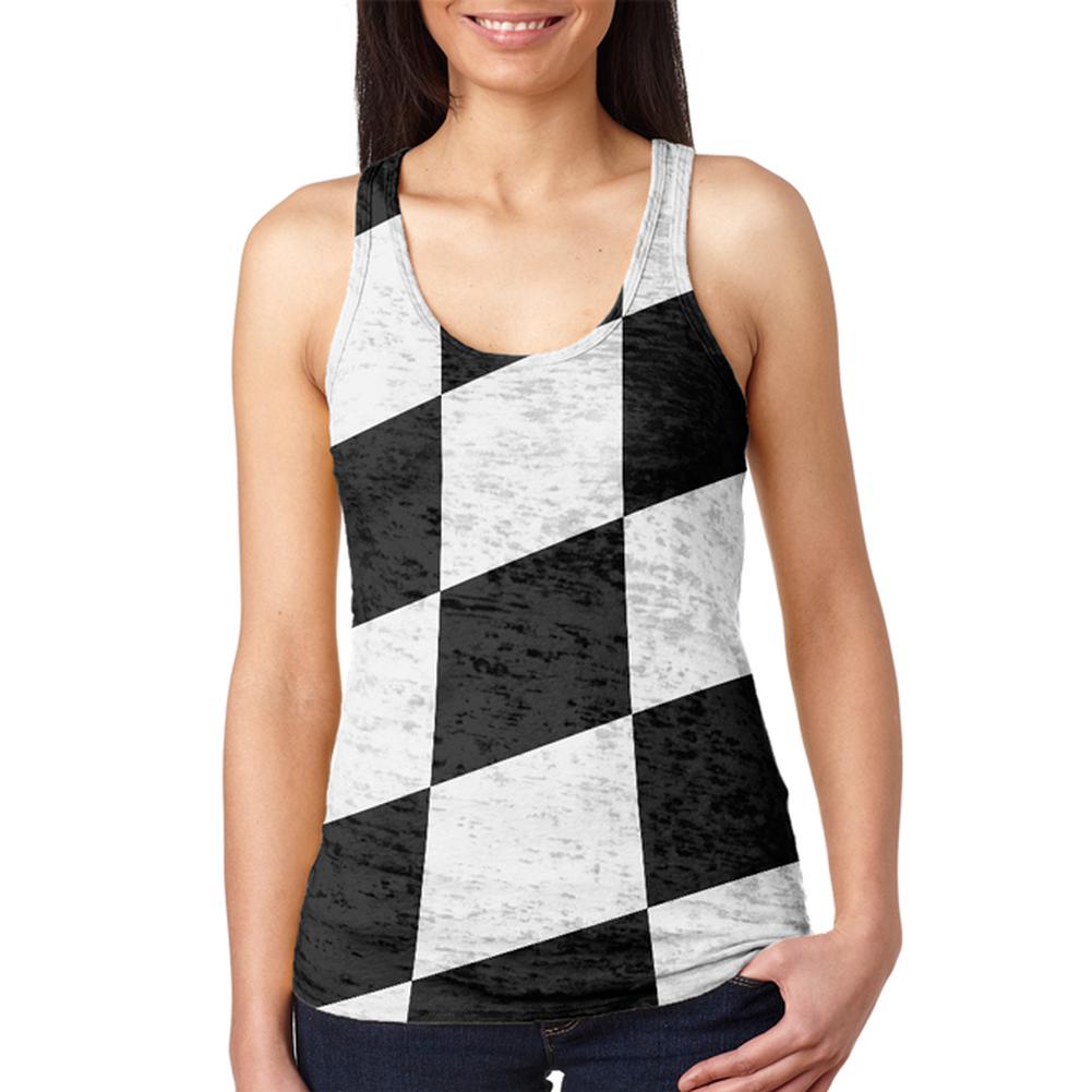 Finish Line Checkered Flag Wave Juniors Burnout Racerback Tank Top Juniors Tank Tops Old Glory 2XL Multi
