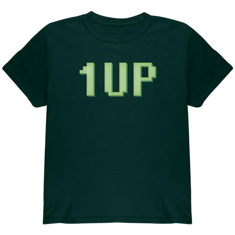 Gamer Geek Birthday 1 Up Extra Life Youth T Shirt Youth T-Shirts Old Glory LG Forest Green