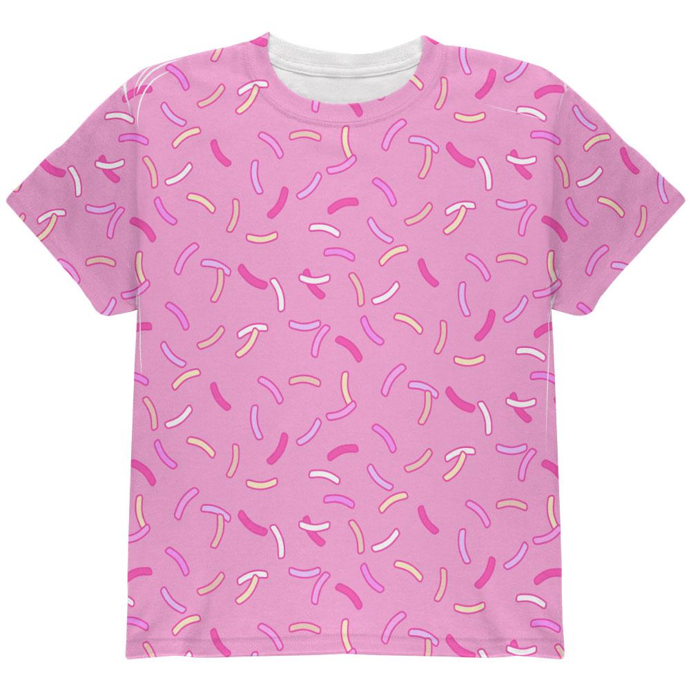 Pastel Strawberry Sprinkles All Over Youth T Shirt Youth T-Shirts Old Glory LG Light Pink