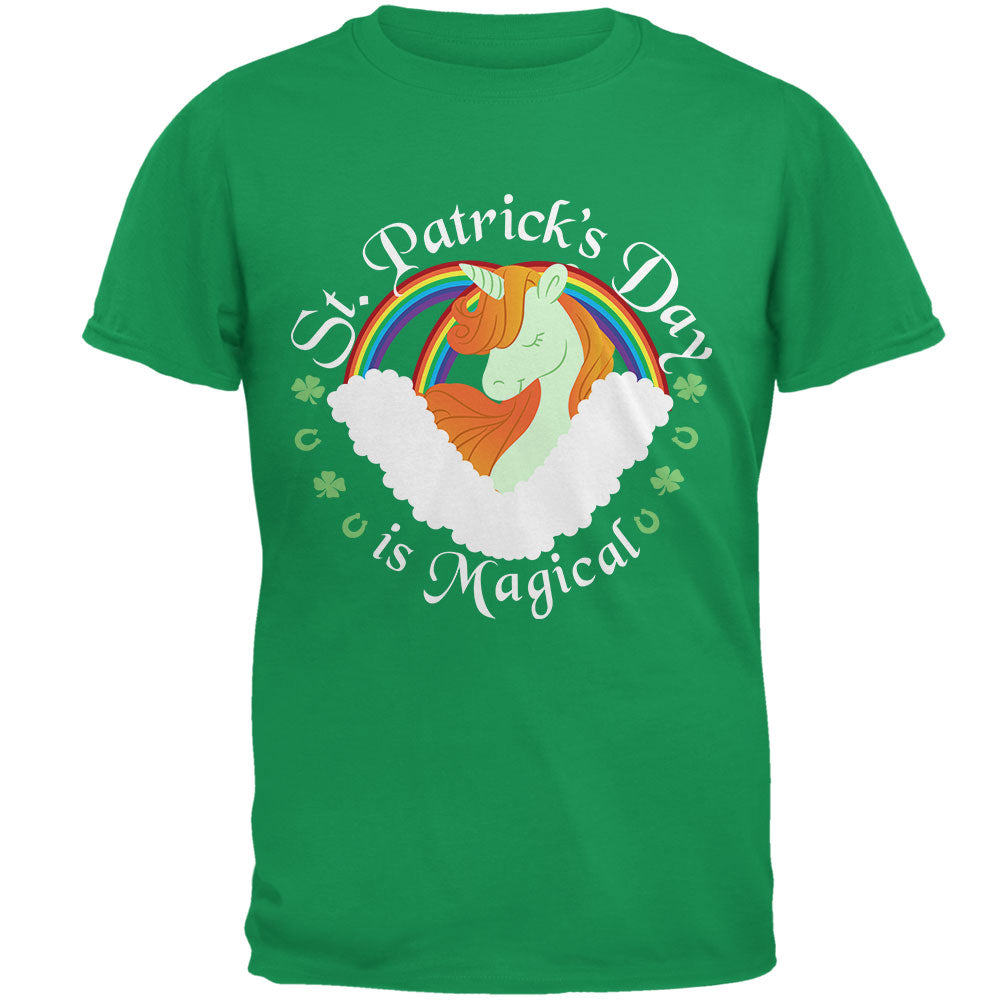 St. Patrick's Day Magical Unicorn Horseshoe Ginger Mens T Shirt Men's T-Shirts Old Glory 2XL Irish Green