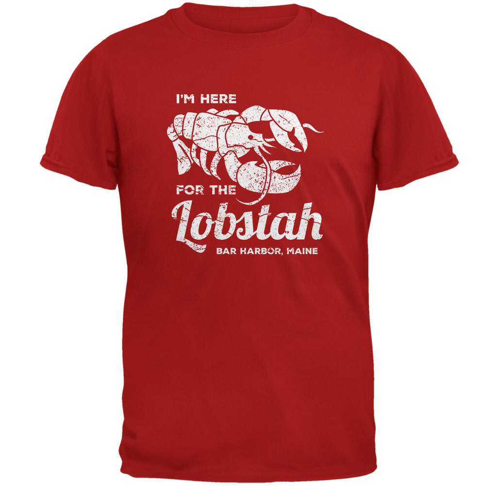 Here for the Lobstah Lobster Distress - Bar Harbor Maine Mens Soft T Shirt Men's T-Shirts Old Glory 3XL Red