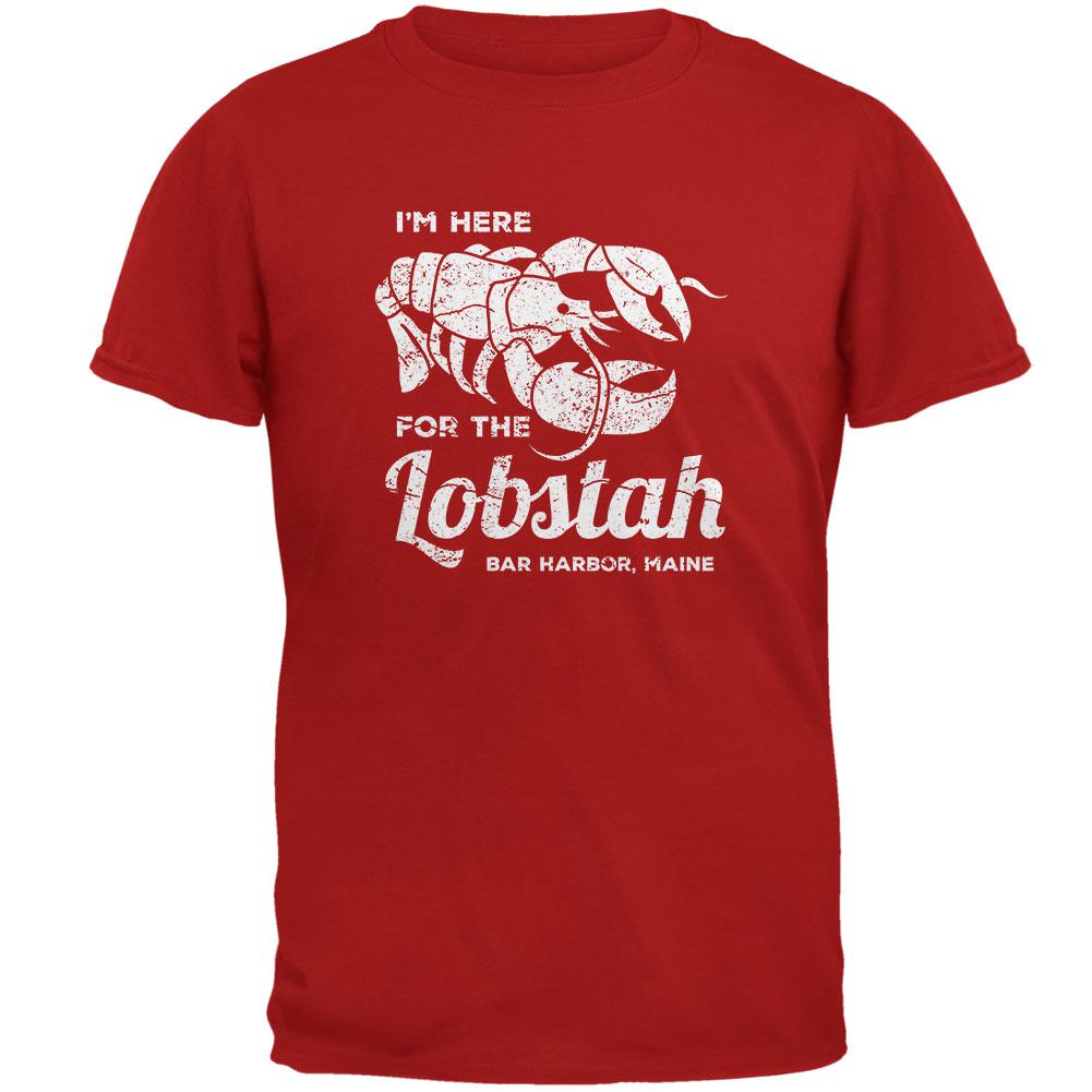 Here for the Lobstah Lobster Distress - Bar Harbor Maine Mens Soft T Shirt Men's T-Shirts Old Glory 2XL Red