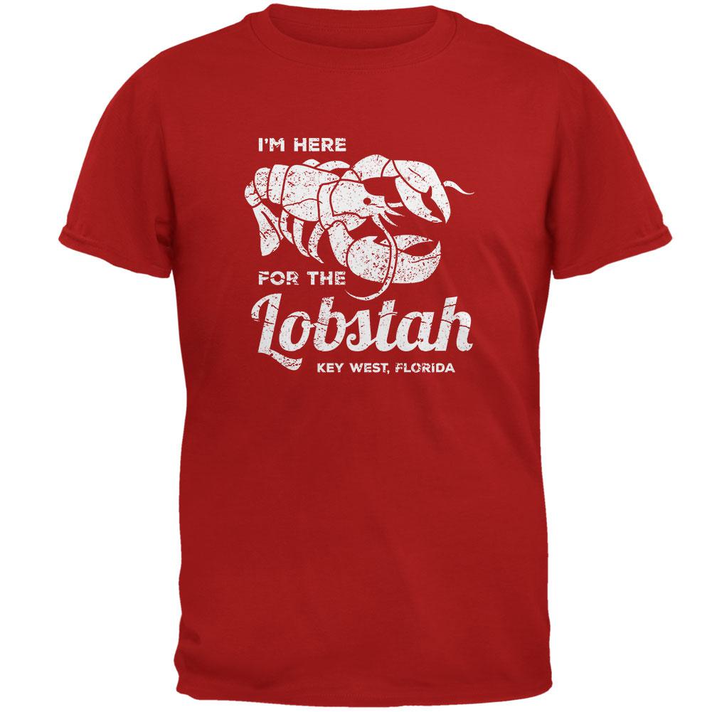 Here for the Lobstah Lobster Distress - Key West FL Mens Soft T Shirt Men's T-Shirts Old Glory 2XL Red