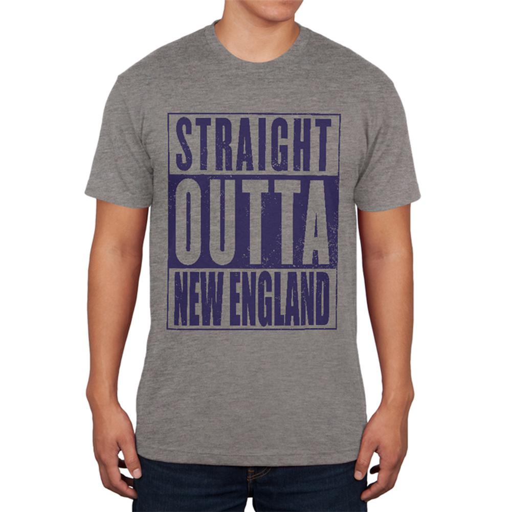 Straight Outta New England Mens Soft T Shirt Men's T-Shirts Old Glory 2XL Premium Heather