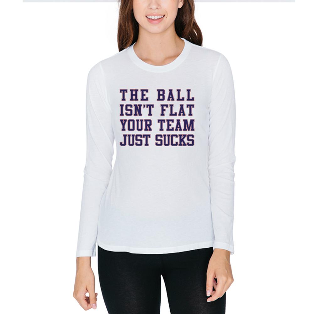 Deflategate Your Team Sucks Juniors Long Sleeve T-Shirt Juniors Long Sleeves Old Glory 2XL White
