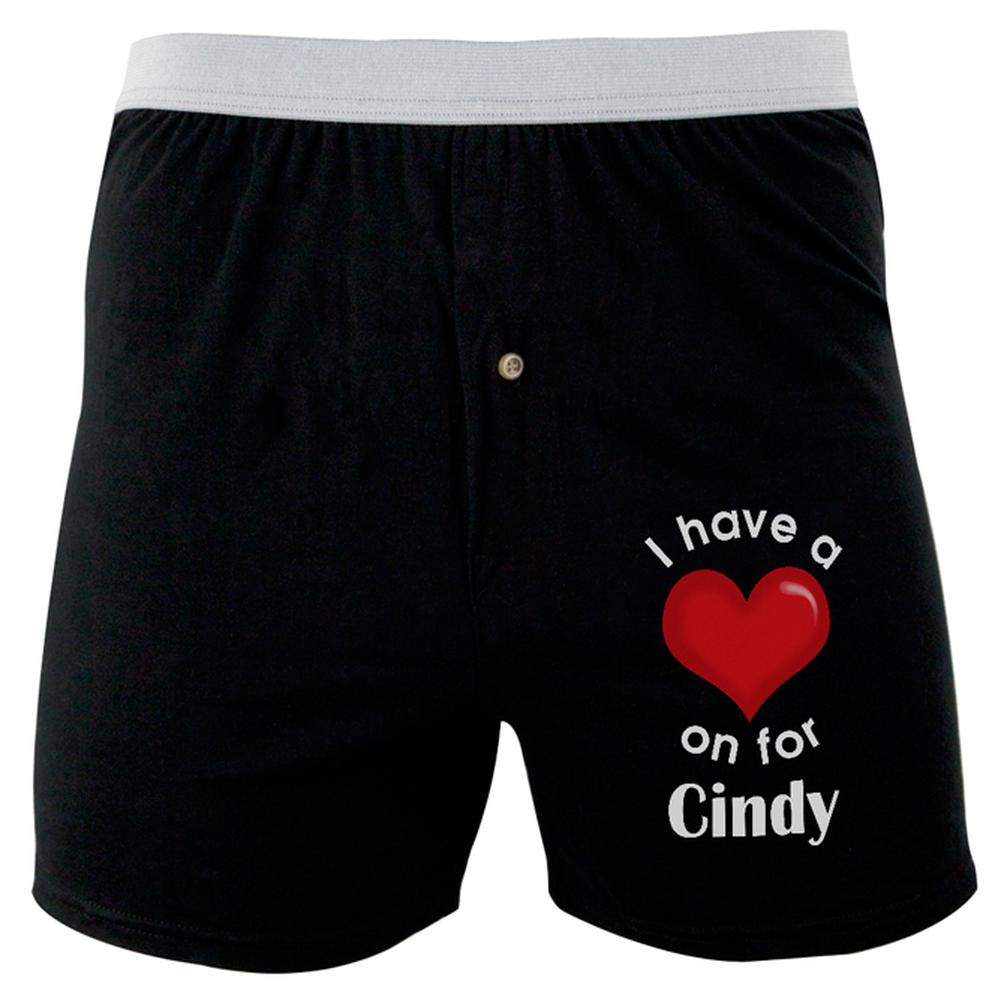 I Have a Heart On for Cindy Soft Knit Boxer Men's Boxers & Briefs Old Glory 2XL Black