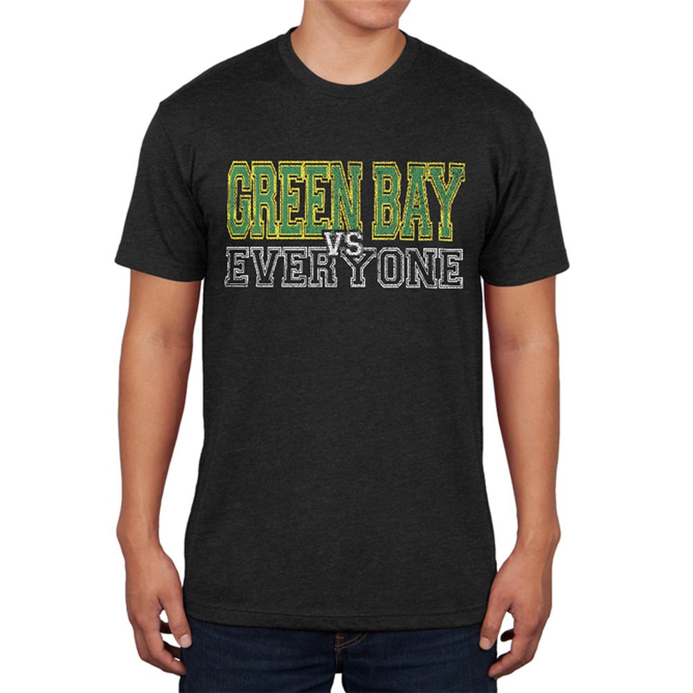 Green Bay VS Everyone Vintage Distressed Mens Soft T Shirt Men's T-Shirts Old Glory 2XL Vintage Black