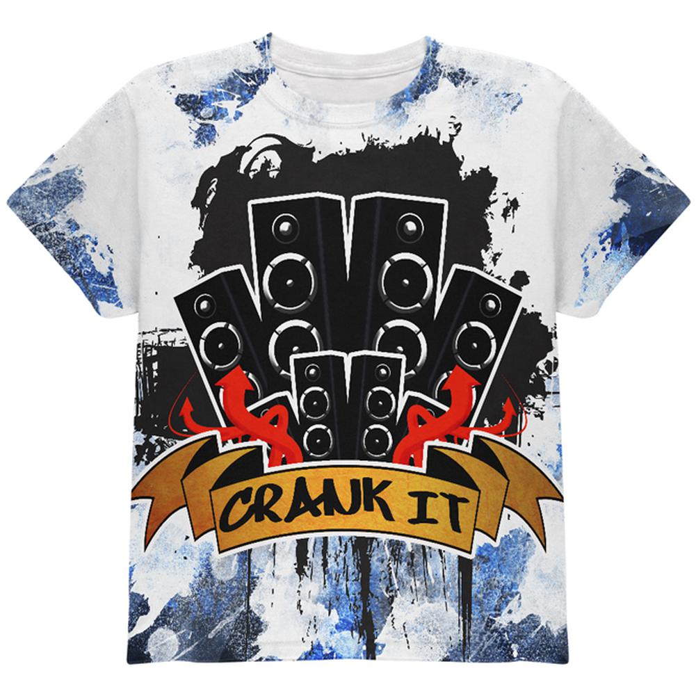 DJ Crank it to Eleven 11 Super Bass Speakers All Over Youth T Shirt Youth T-Shirts Old Glory LG Multi