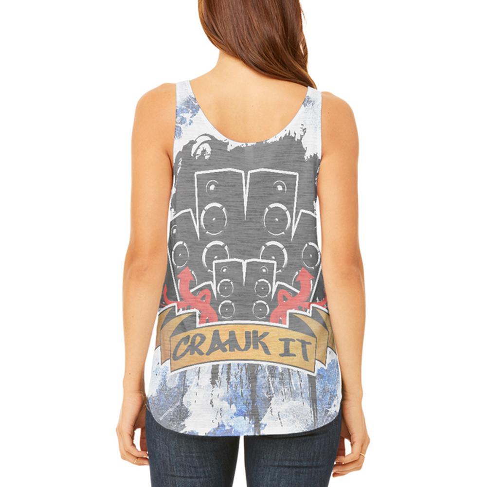 DJ Crank it to Eleven 11 Super Bass Speakers Juniors Flowy Side Slit Tank Top Juniors Tank Tops Old Glory