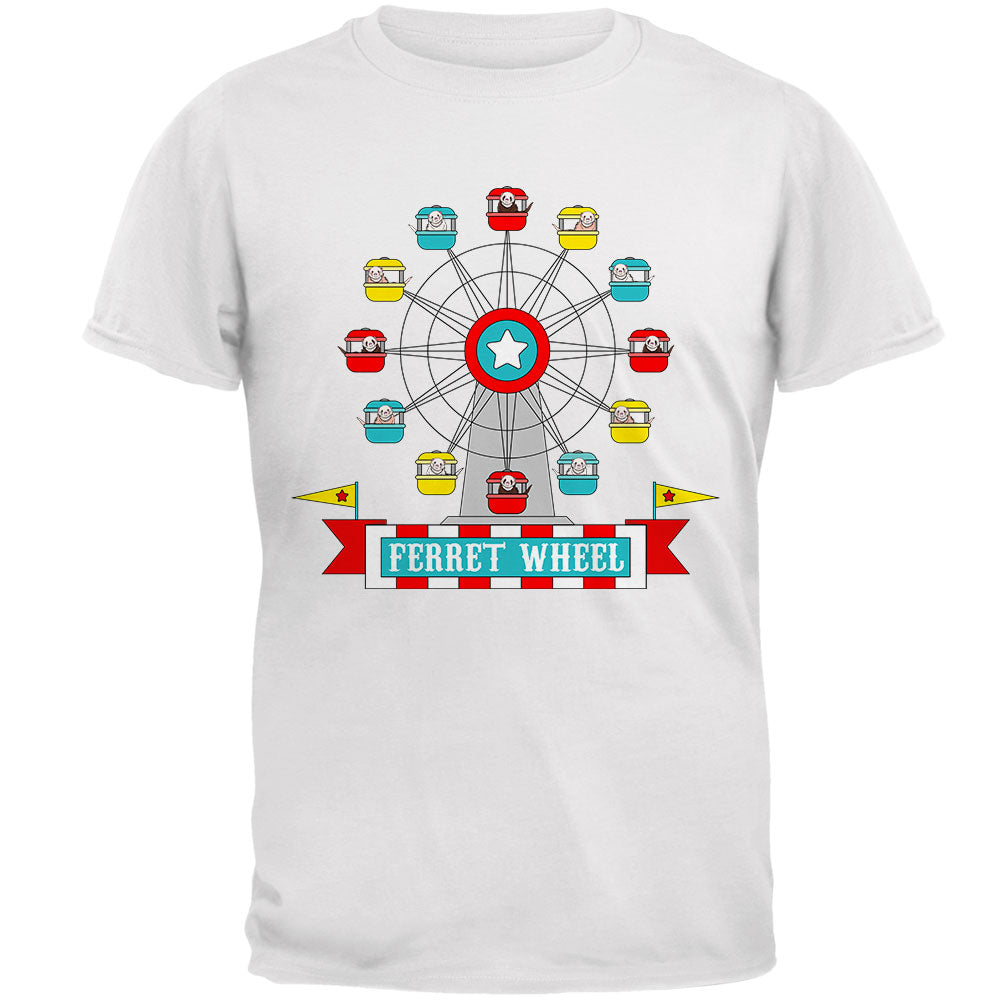 Ferris Wheel Ferret Pun Mens T Shirt Men's T-Shirts Old Glory 2XL White