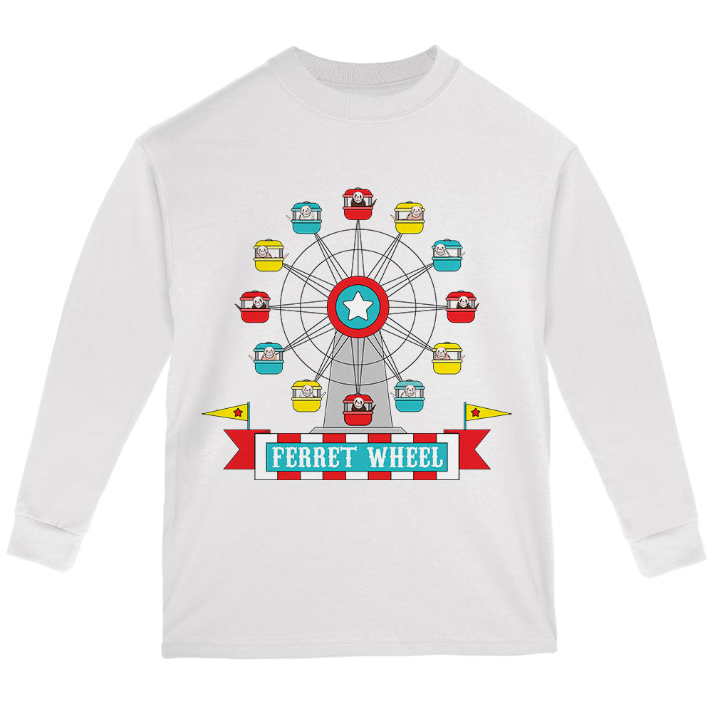 Ferris Wheel Ferret Pun Youth Long Sleeve T Shirt Youth Long Sleeves Old Glory YLG White